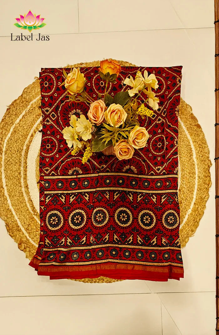 Ajrakh X Chanderi Saree 7 Main image