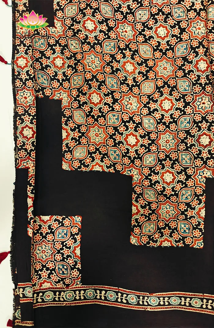 Modal Silk with Ajrakh Handblock Print Saree 6