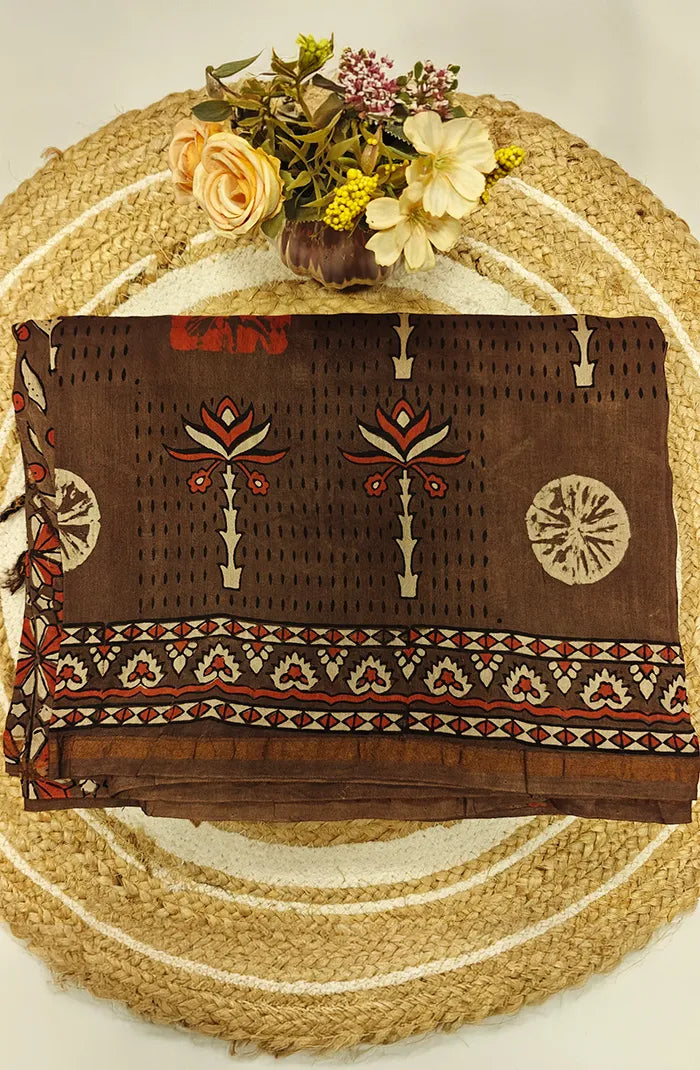 Ajrakh X Chanderi Saree 3 Main image