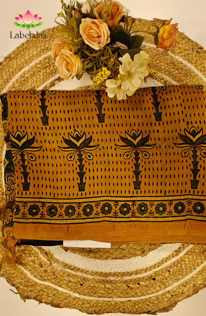Ajrakh X Chanderi Saree 2 Main image