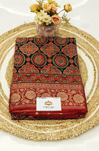 Dola Silk Saree with Ajrakh Handblock Print 4