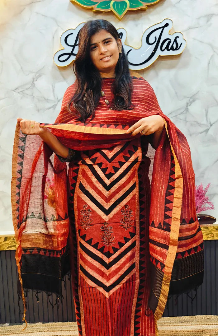 Ajrakh Silk Linen Salwar 20 Main image