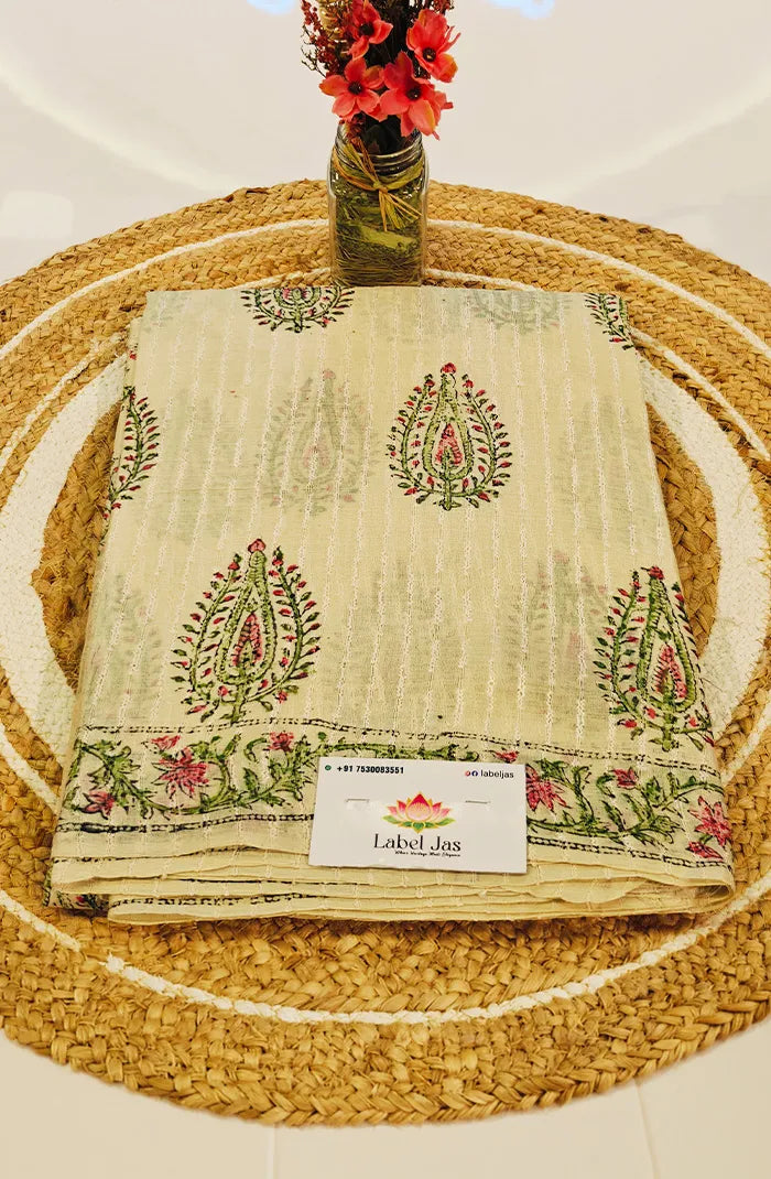 Tussar Block Printed Saree