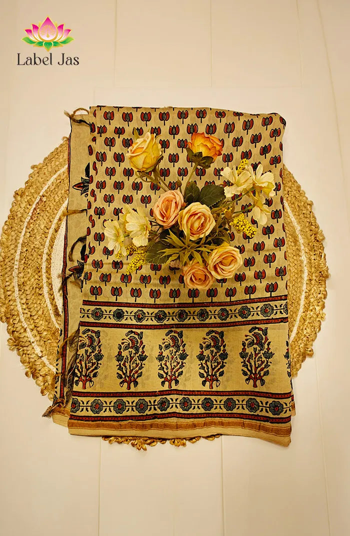 Ajrakh X Chanderi Saree 5 Main image