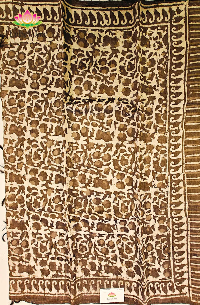 Premium Dupion Silk saree with block print 7