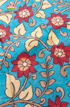 Premium Bangalore Silk Hand-Painted Pen Kalamkari -Midnight blue