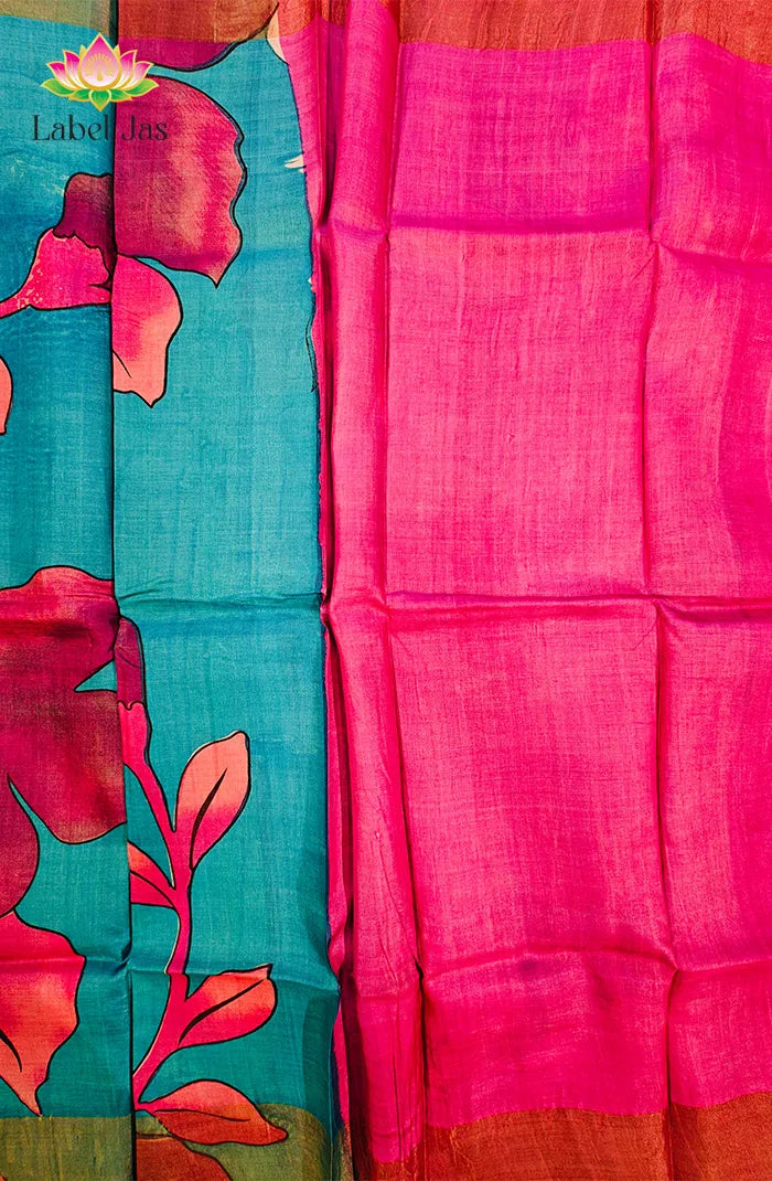 Blue Digital Printed Saree Secondary image