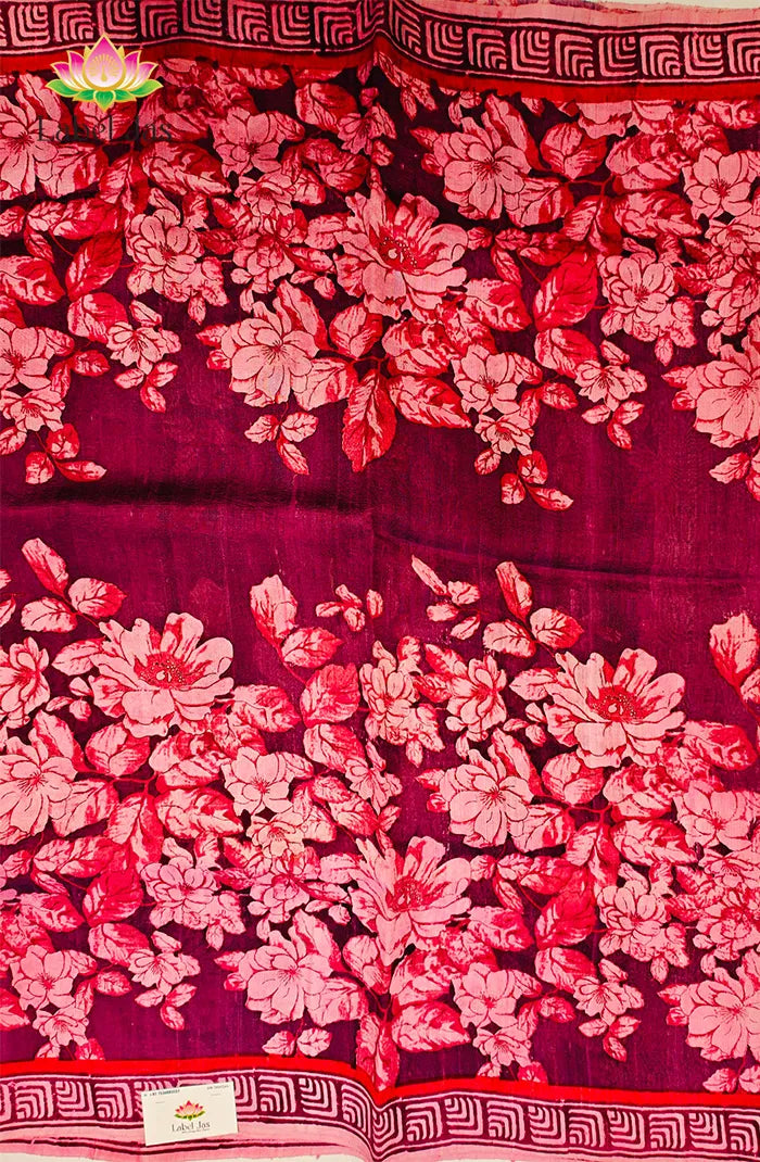 Premium Dupion Silk saree with block print 9