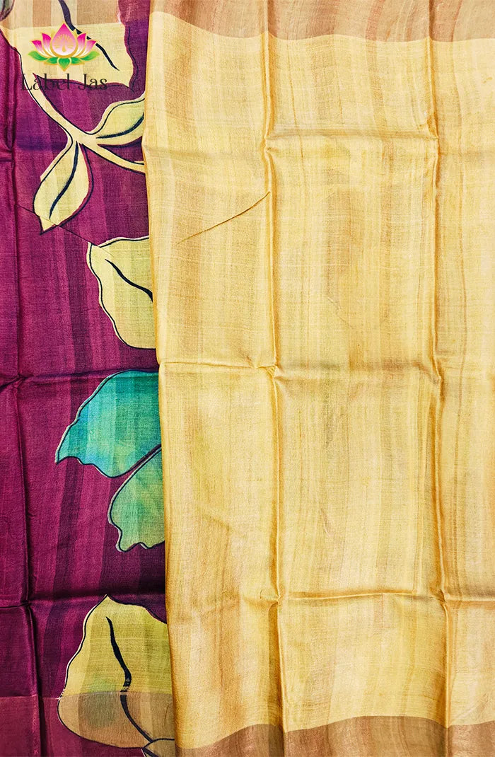 Dark Maroon Digital Printed Saree Secondary image
