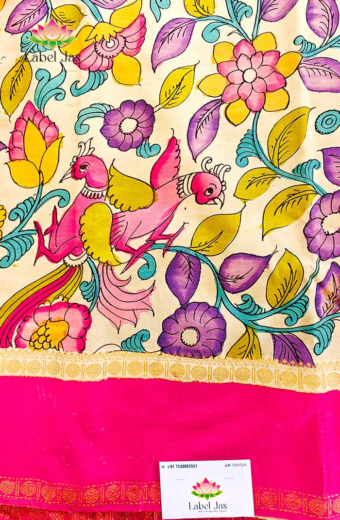 Pure Pen Kalamkari Silk Saree – 01 Secondary image