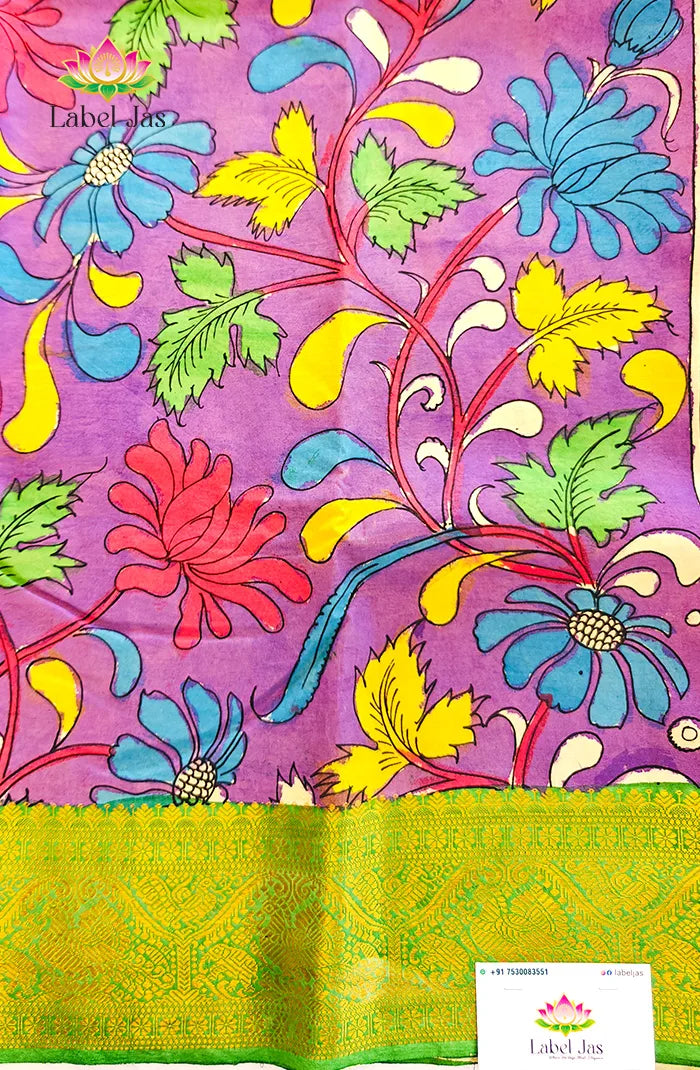 Pure Pen Kalamkari Silk Saree – 02 Secondary image