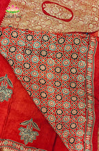Dola Silk Saree with Ajrakh Handblock Print 5