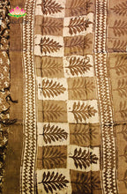 Premium Dupion Silk saree with block print 6