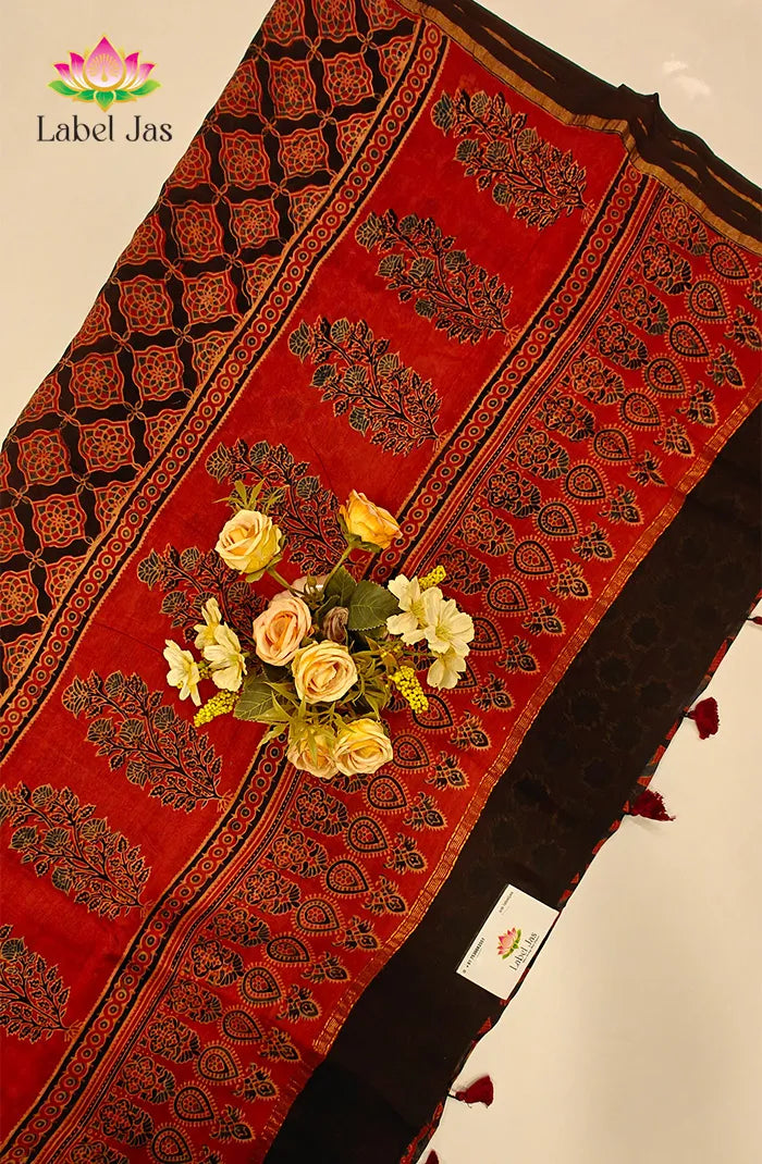Ajrakh X Chanderi Saree 9 Secondary image