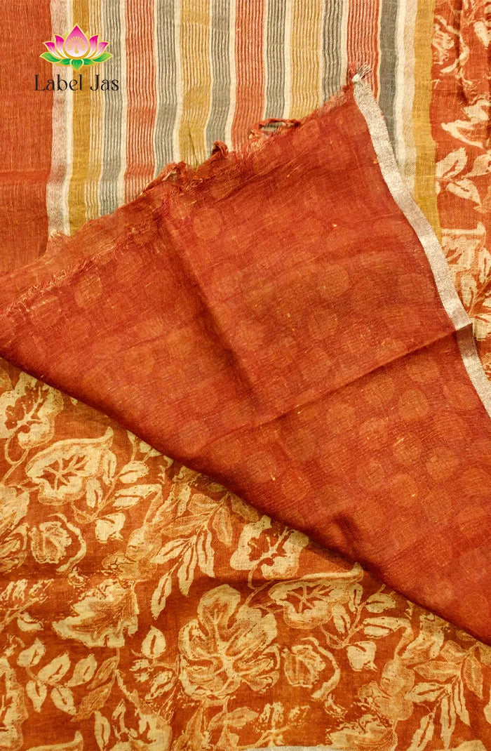 Pure  Linen Saree with Digital print 11 Secondary image