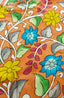 Premium Bangalore Silk Hand-Painted Pen Kalamkari -Orange floral