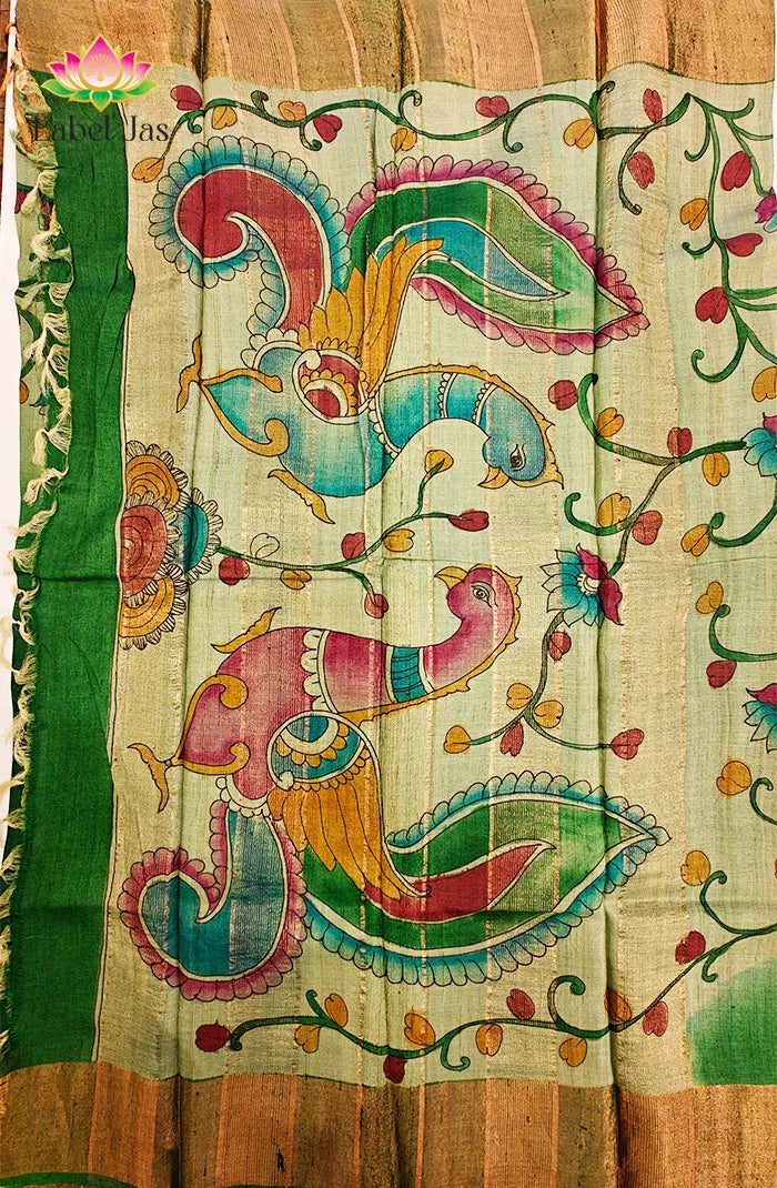 Desi Tussar with Kalamkari Print Saree Secondary image
