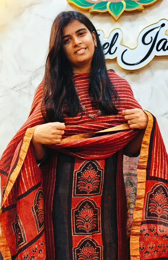 Ajrakh Silk Linen Salwar 21 Secondary image