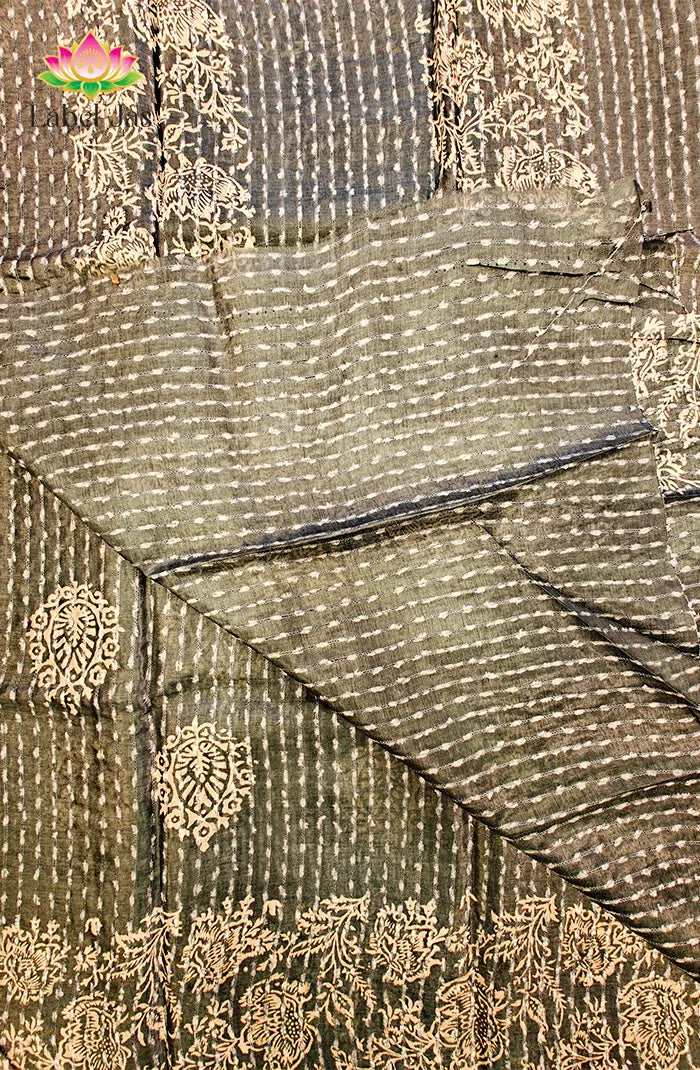 Tussar Block Printed Saree 4