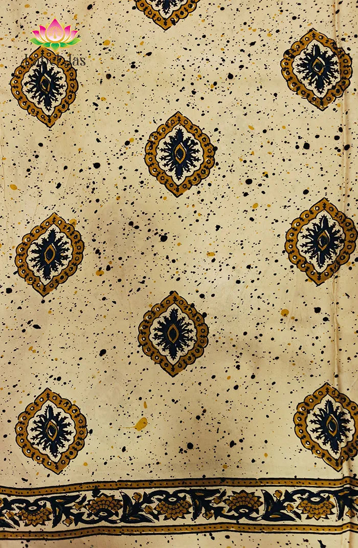 Modal Silk with Ajrakh Handblock Print Saree Secondary image