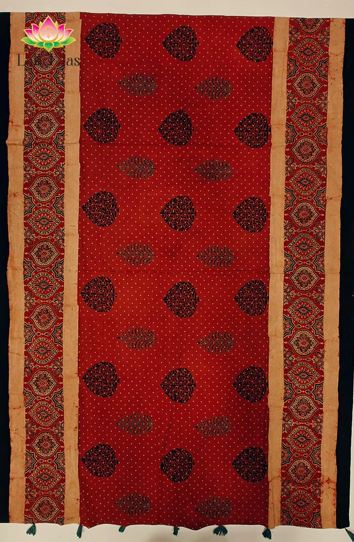 Ajrakh Premium Taj Cotton Saree 1 Secondary image