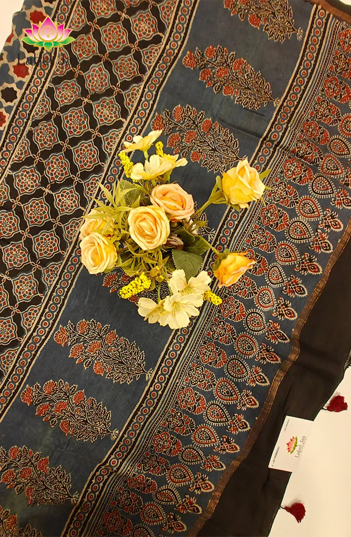 Ajrakh X Chanderi Saree 1 Secondary image