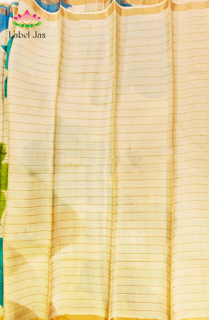 Off White Digital Printed Saree 3 Secondary image