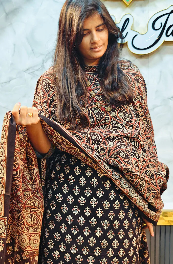 Ajrak Handblock Salwar 8 Secondary image