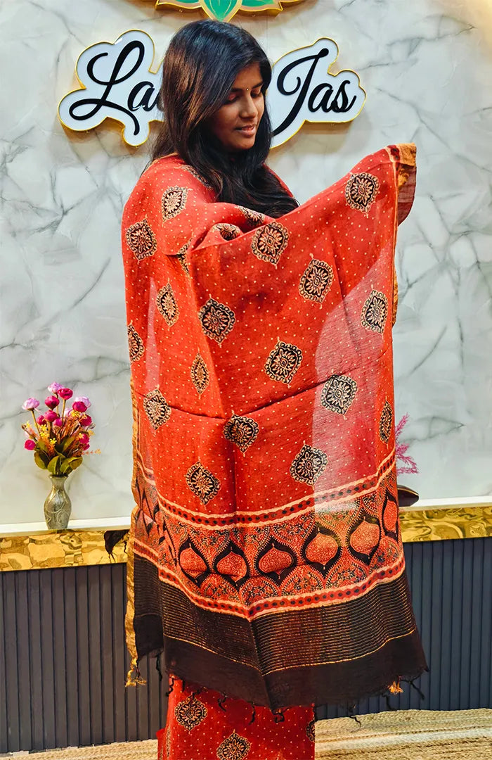 Ajrakh Silk Linen Salwar 13 Secondary image