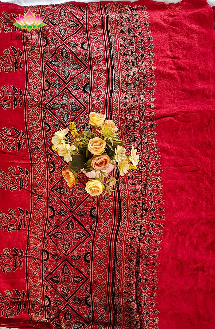 Modal silk with Bandini and Ajrakh Saree 1 Secondary image