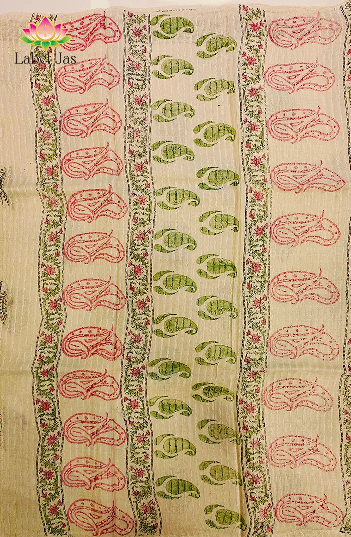 Tussar Block Printed Saree Secondary image