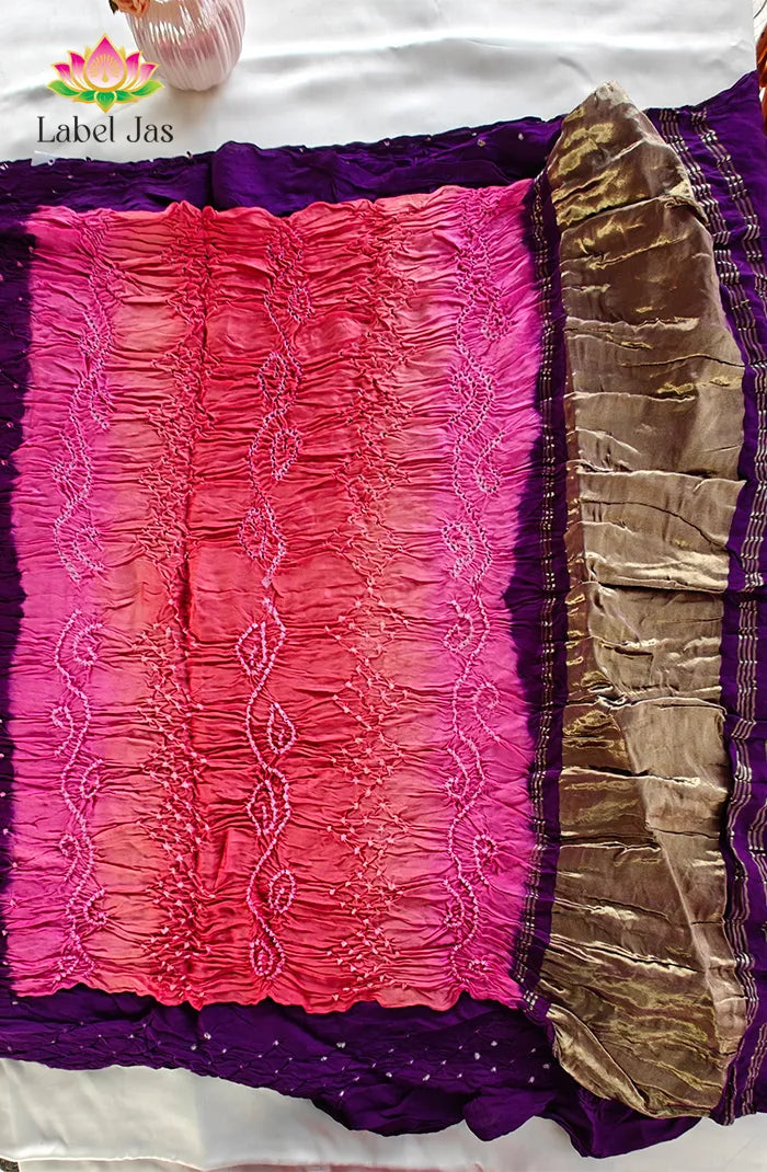 Modal silk with Bandini and Ajrakh Saree 5 Secondary image