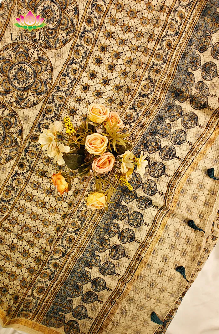 Premium kota Saree with Ajrakh 1 Secondary image