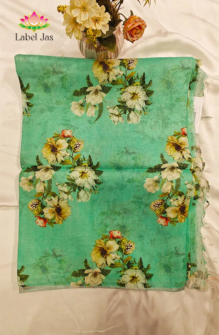 Pure  Linen Saree with Digital print 1