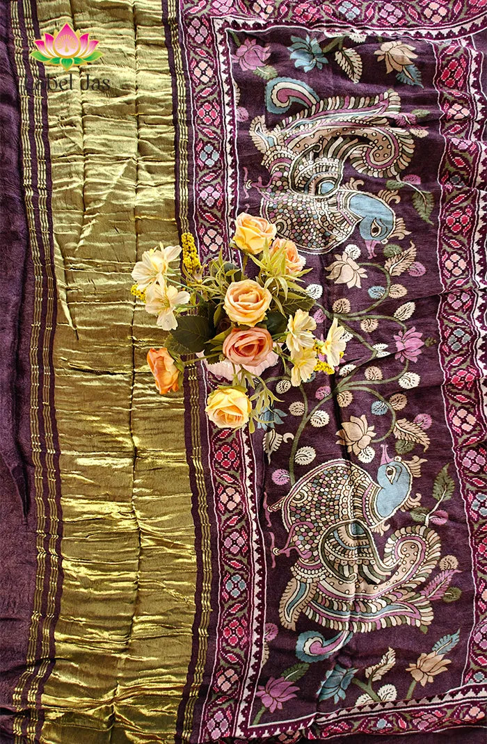 Modal silk with Bandini and Ajrakh Saree 7