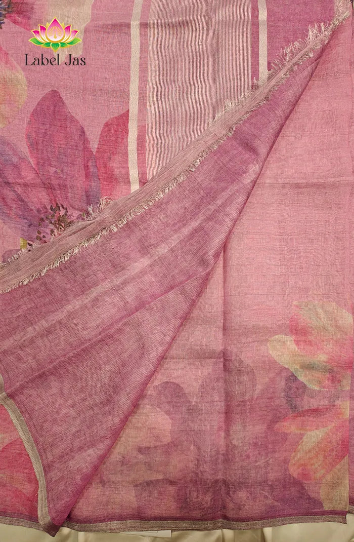 Pure Digital Linen  Tissue Saree 4