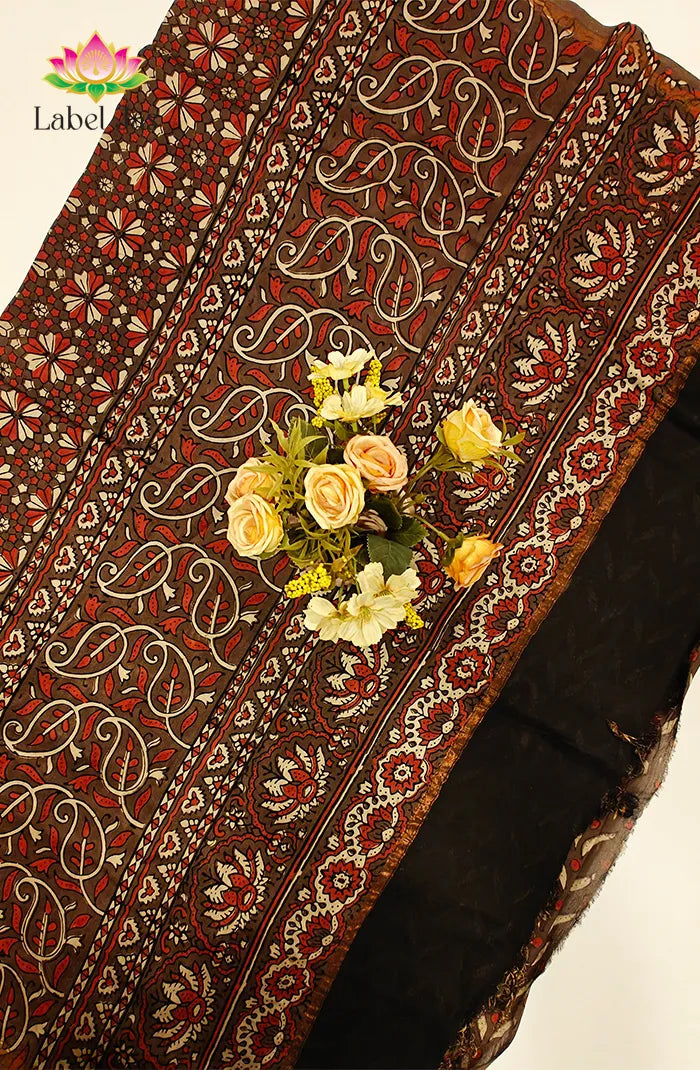 Ajrakh X Chanderi Saree 3 Secondary image