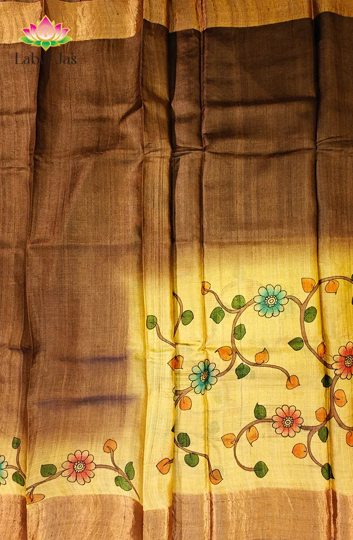 Desi Tussar with Kalamkari Print Saree 2 Secondary image