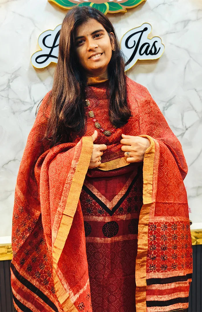 Ajrakh Silk Linen Salwar 15 Secondary image