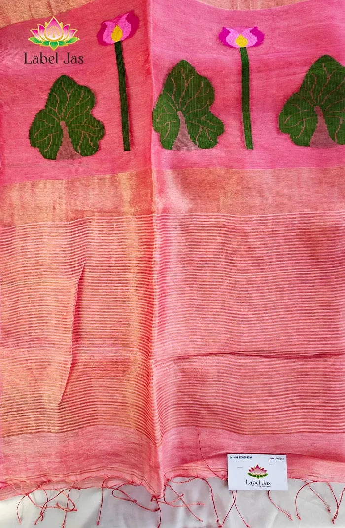 Pure Silk Linen Saree 3 Main image