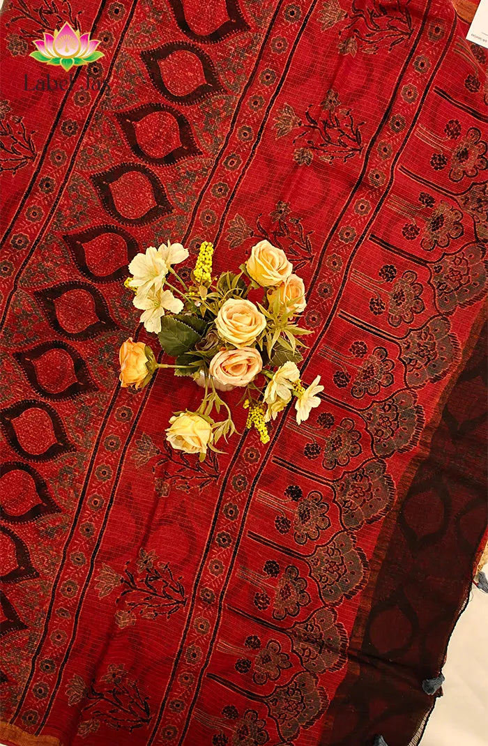 Premium kota Saree with Ajrakh 4 Secondary image