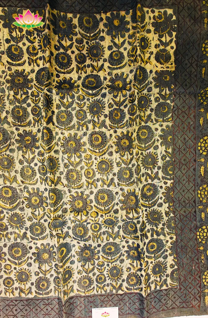 Premium Dupion Silk saree with block print 5