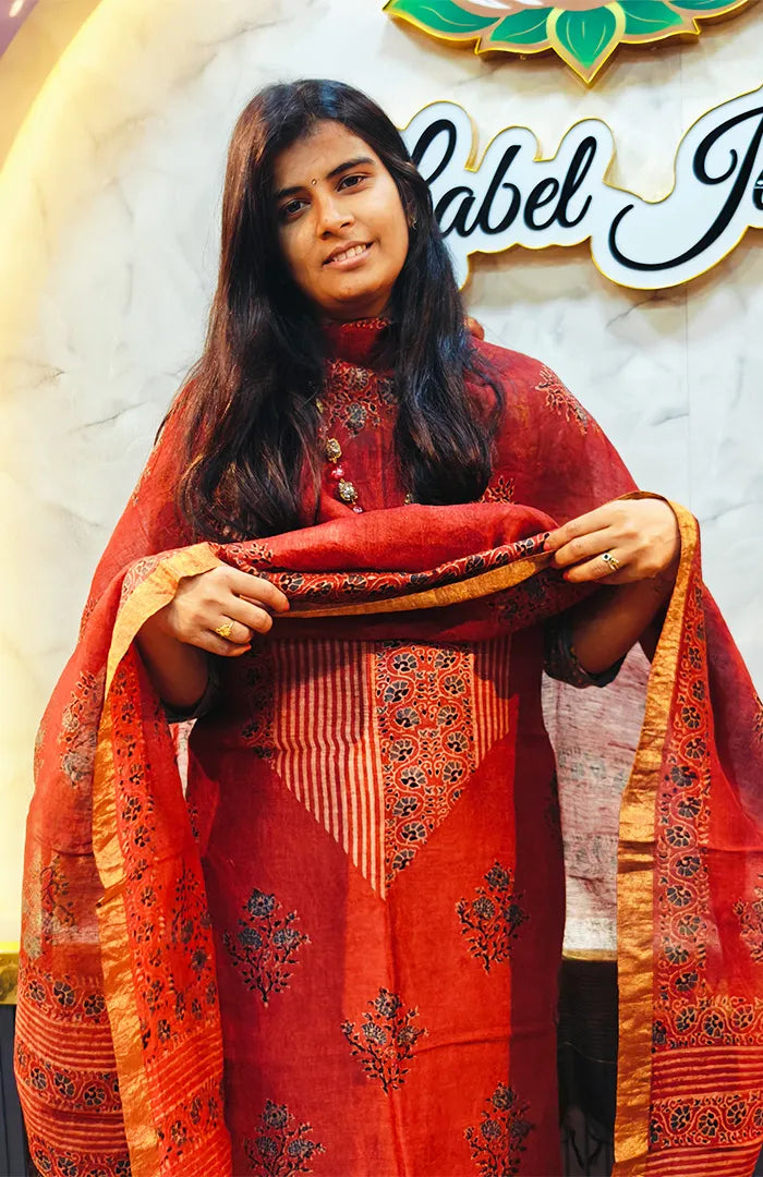 Ajrakh Silk Linen Salwar 16 Secondary image