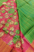 Green Zari Checked Tussar Saree