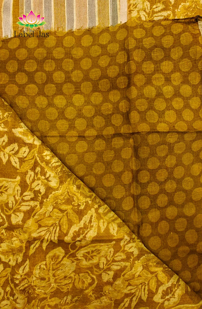 Pure  Linen Saree with Digital print 12