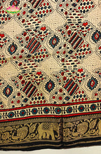 Dola Silk Saree with Ajrakh Handblock Print 8