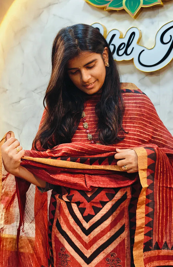 Ajrakh Silk Linen Salwar 20 Secondary image
