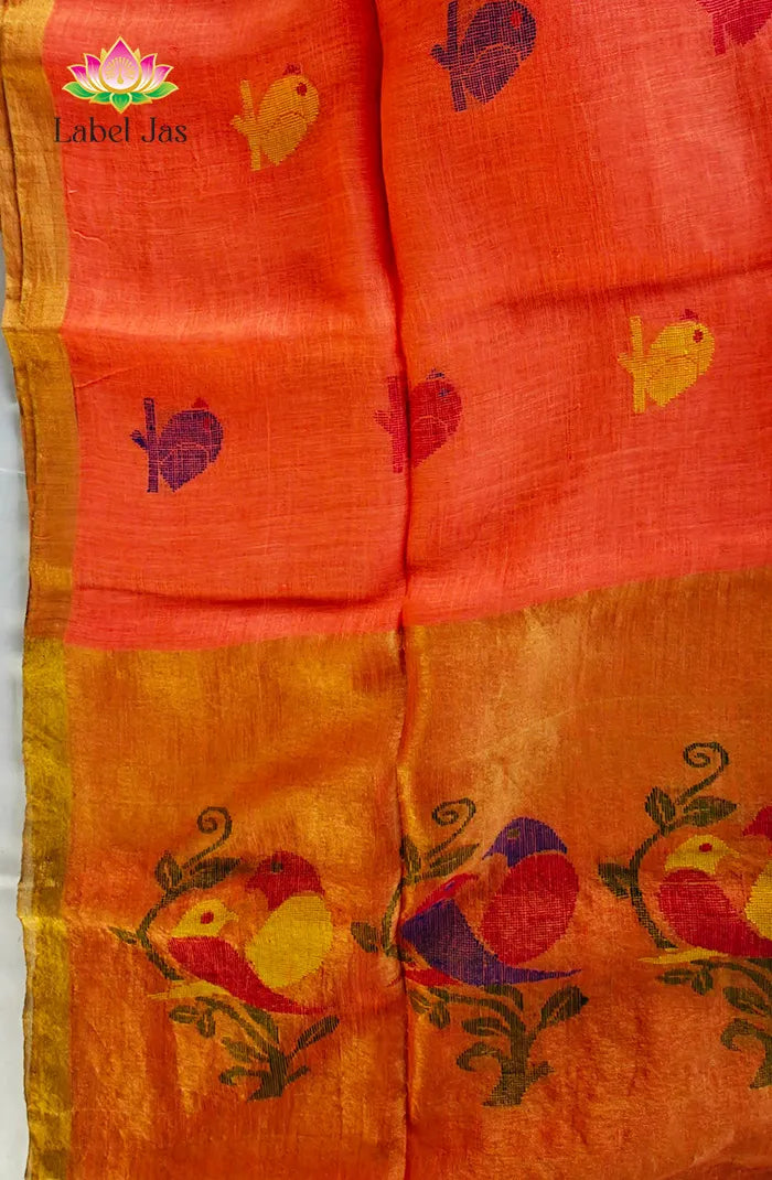 Pure Silk Linen Saree 6