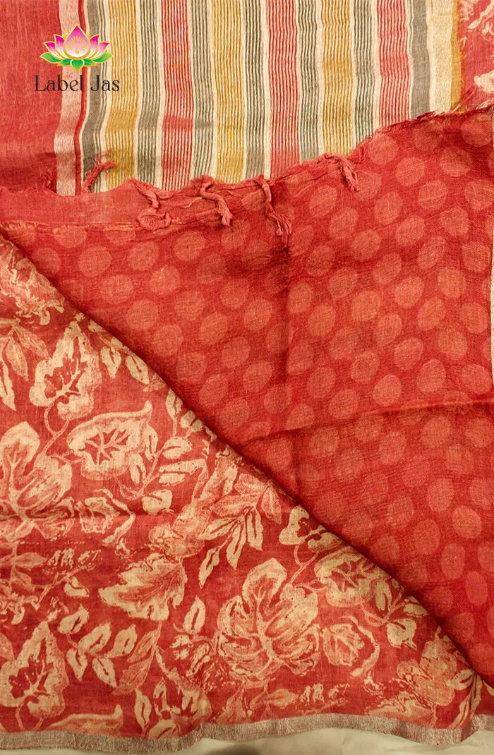 Pure  Linen Saree with Digital print 10