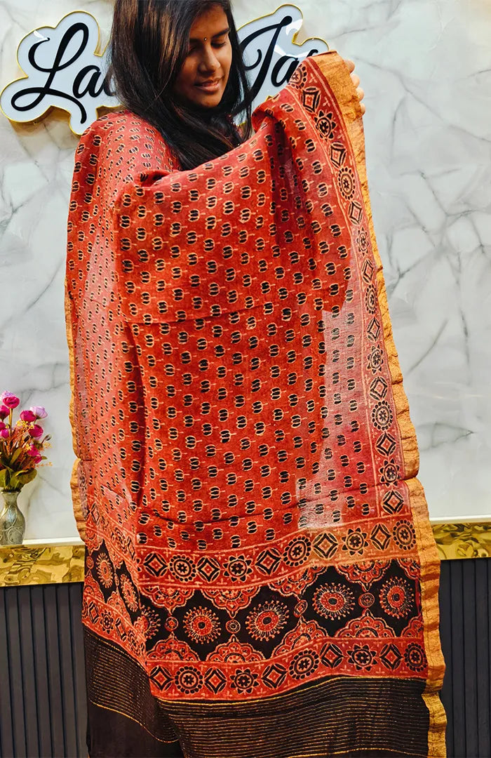 Ajrakh Silk Linen Salwar 22 Secondary image